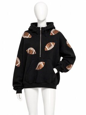 NFL Black Hoodie with Brown Football Design